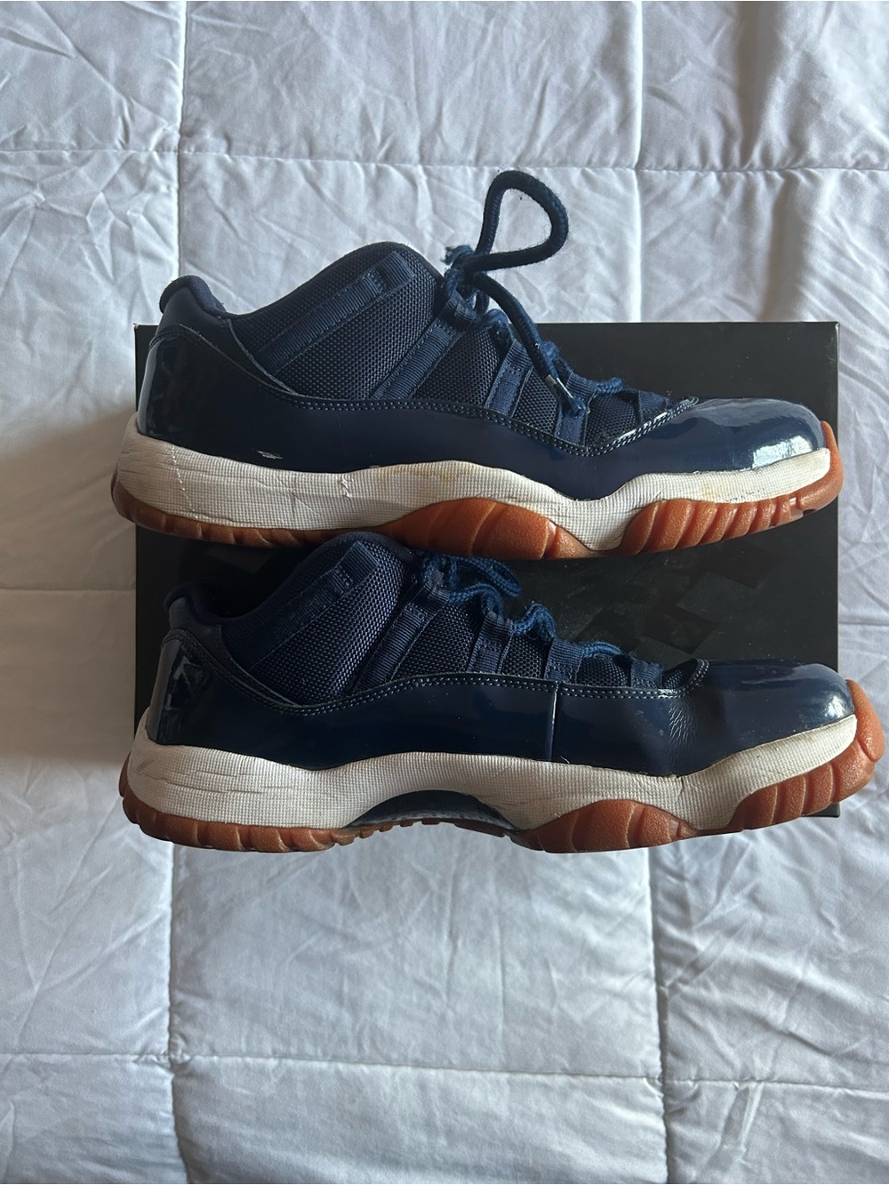 Jordan Navy Blue and Gum-Soled Low-Top Sneakers - Picture 12 of 13